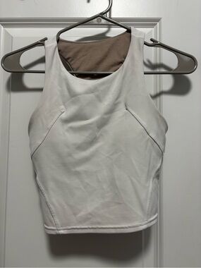 lululemon athletica White and Beige High-Neck Crop Tank